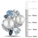 Boucles d'oreille Tangelo avec perles blanches d'eau douce cultivées, saphirs blancs synthétiques et topazes bleues 3,50 CT PBT en argent sterling – image 2 sur 4