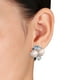 Boucles d'oreille Tangelo avec perles blanches d'eau douce cultivées, saphirs blancs synthétiques et topazes bleues 3,50 CT PBT en argent sterling – image 3 sur 4