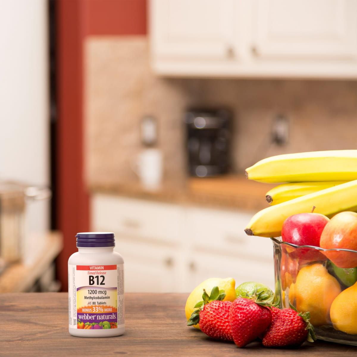 Webber Naturals Timed-Release Vitamin B12 Methylcobalamin 1200 mcg, 80 Tablets