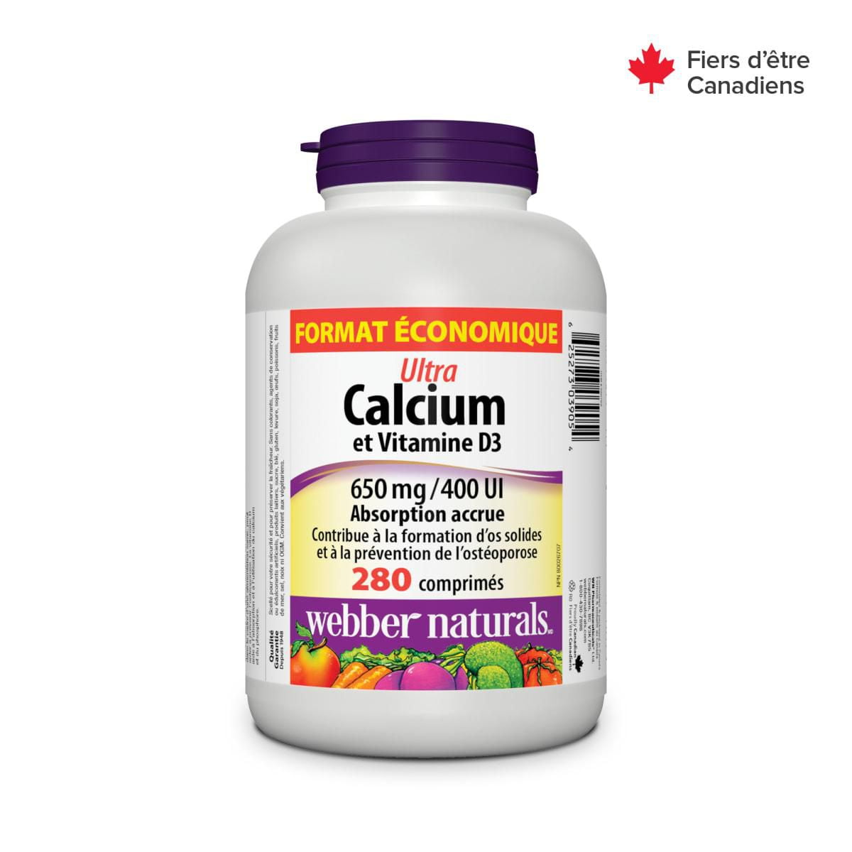Ultra Calcium et Vitamine D3 650 mg / 400 UI 280 comprimés