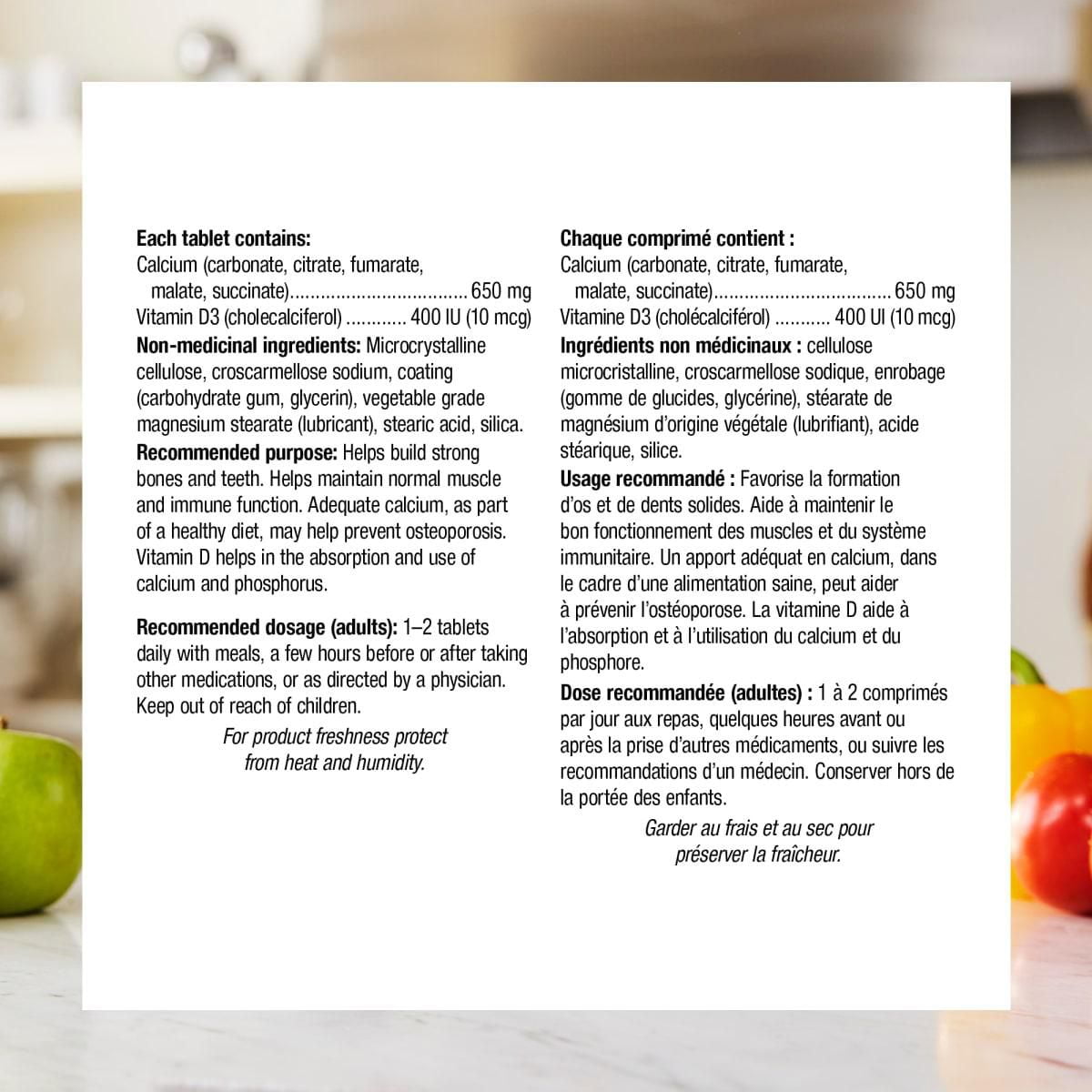 Ultra Calcium et Vitamine D3 650 mg / 400 UI 280 comprimés