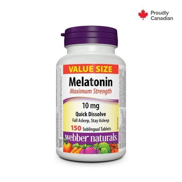 Webber Naturals Melatonin Maximum Strength Quick Dissolve 10 mg, 150 Sublingual Tablets