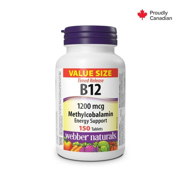 Webber Naturals Timed-Release Vitamin B12 Methylcobalamin 1200 mcg, 150 Tablets