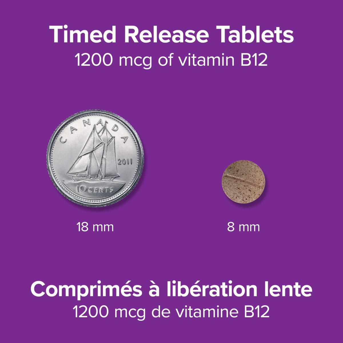 Vitamine B12 à libération lente Méthylcobalamine 1200 mcg Aide à la formation des globules rouges, 150 comprimés