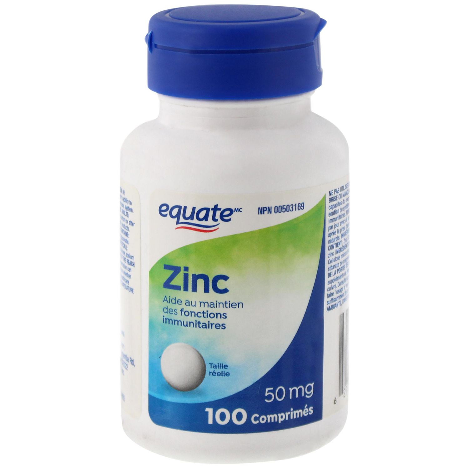 Zinc équivalent, 50 mg 100 Comprimés