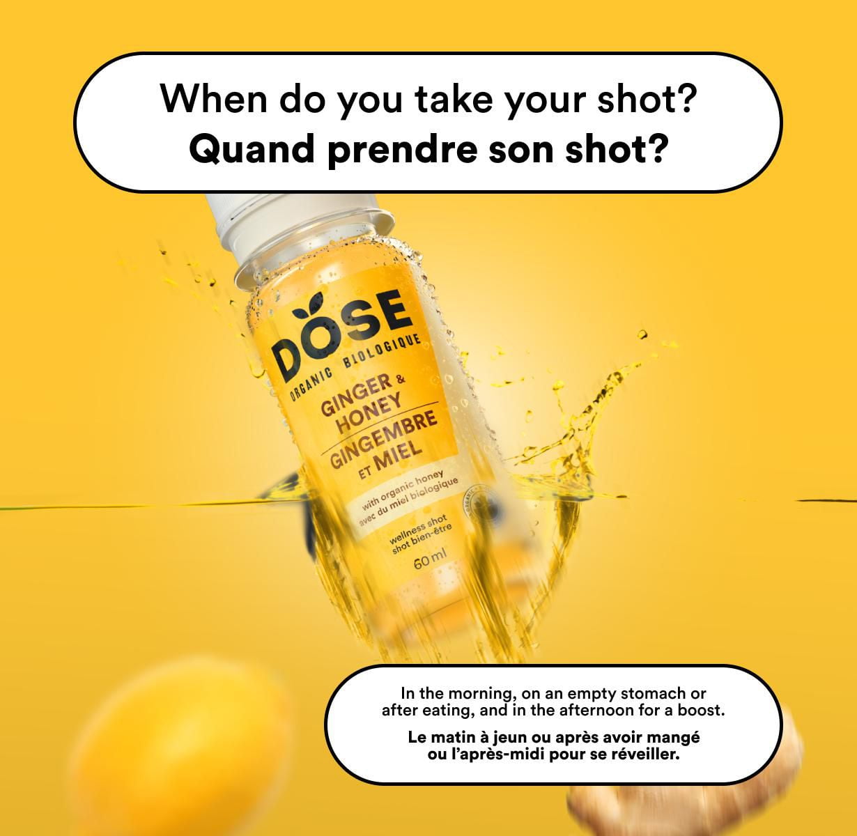 Shots biologiques au gingembre et miel DOSE 4x60mL