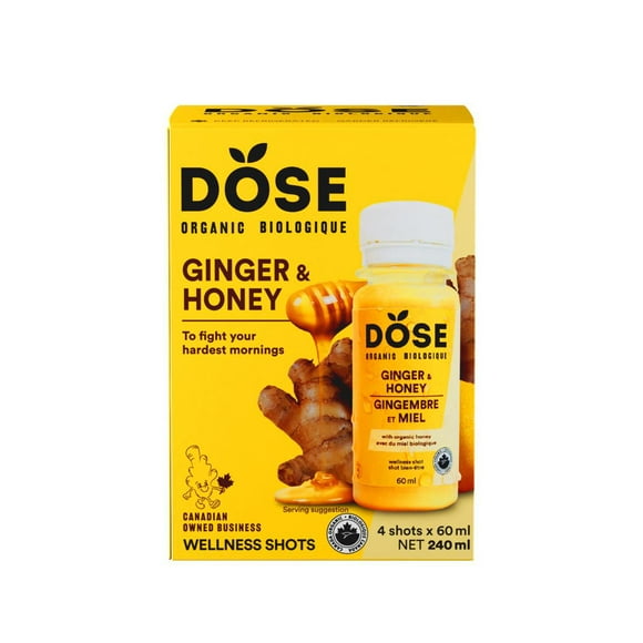 Shots biologiques au gingembre et miel DOSE 4x60mL