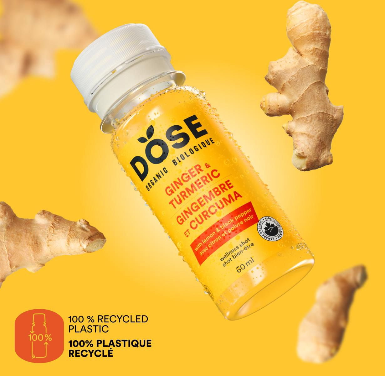 DOSE Organic Ginger and Turmeric shot, 60 mL