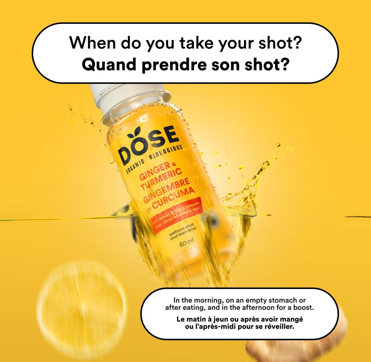 DOSE Organic Ginger and Turmeric shot, 60 mL