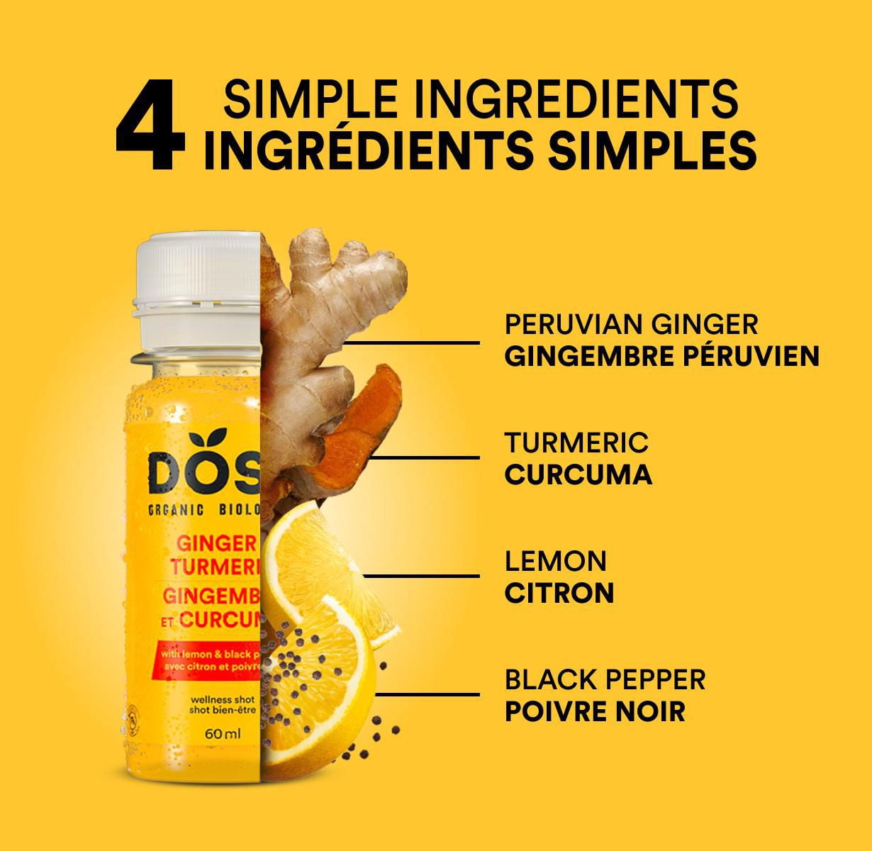 DOSE Organic Ginger and Turmeric shot, 60 mL