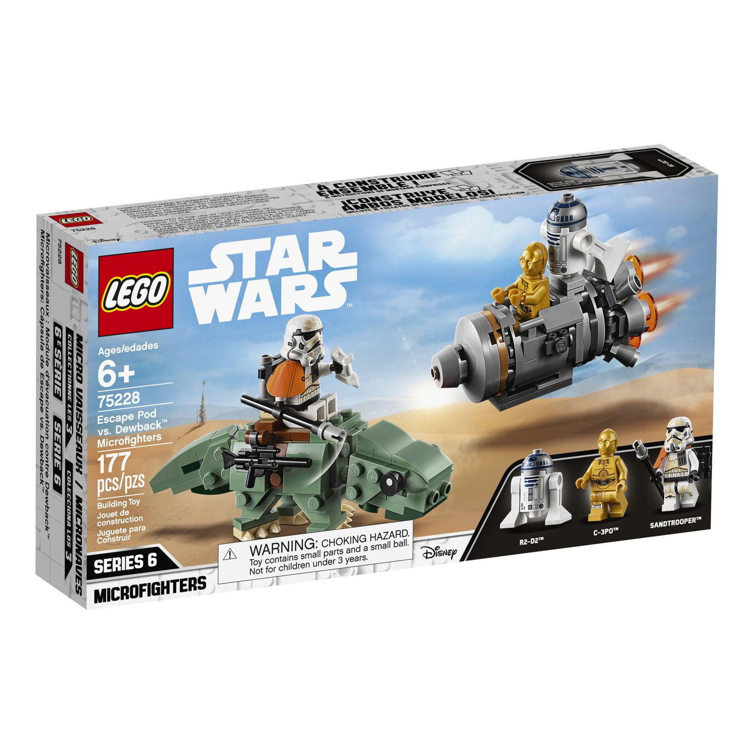 LEGO Star Wars A New Hope Escape Pod vs. Dewback Microfighters 75228 Toy Building Kit 177 Pieces Walmart