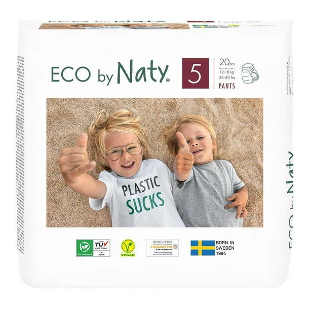 Eco by Naty Premium Pants pour la peau sensible, taille 4, 4 paquets de 22 (88 couches) (produits chimiques, sans dioxine ni parfum)
