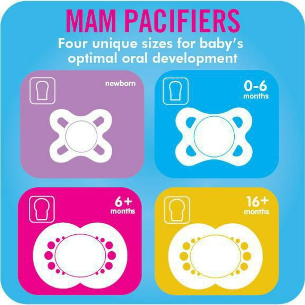 MAM Variety Pack Baby Pacifier, 0-6 Months, Unisex, 3 Pack