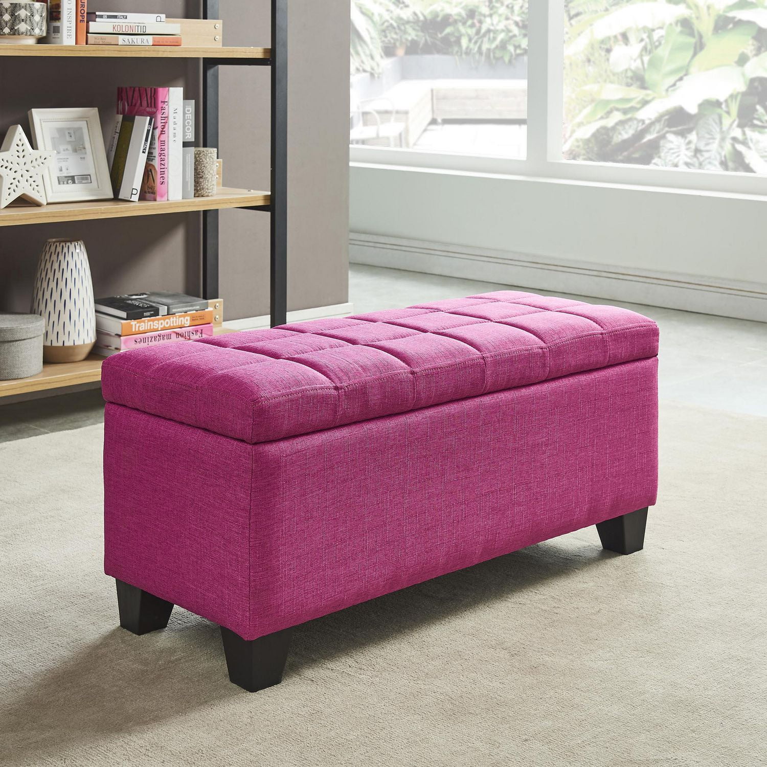 Worldwide Homefurnishings Inc Fabric Storage Ottoman Pink Walmart