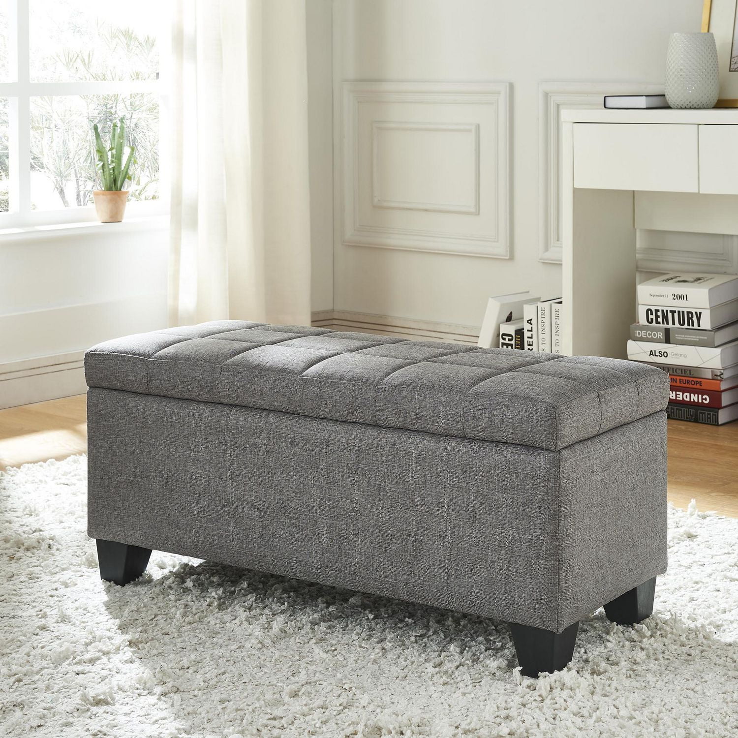 Fabric Storage Ottoman Grey Walmart Canada   6000198342545 