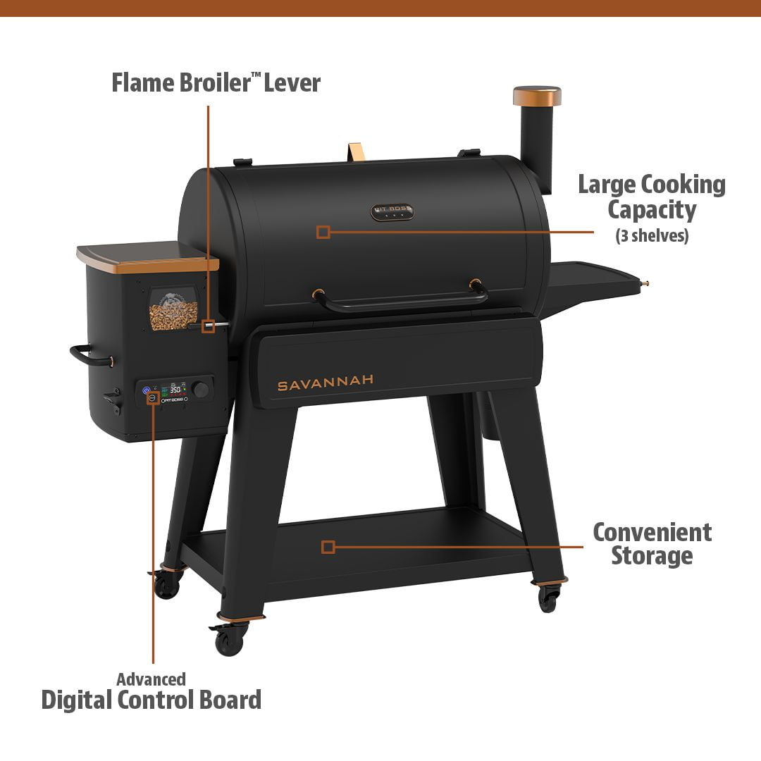 Pit Boss Savannah 1500 Sq in Wood Fired Pellet Grill and Smoker – Onyx  Edition, Onyx Edition Savannah 