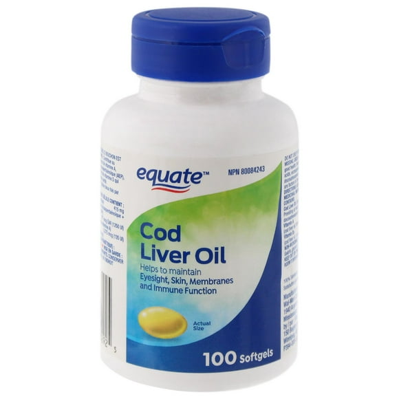 Equate Cod Liver Oil, 100 Softgels