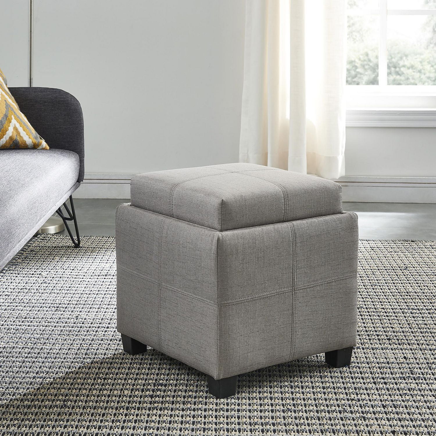 Storage Ottoman with Reversible Tray Lid - Light Grey | Walmart Canada