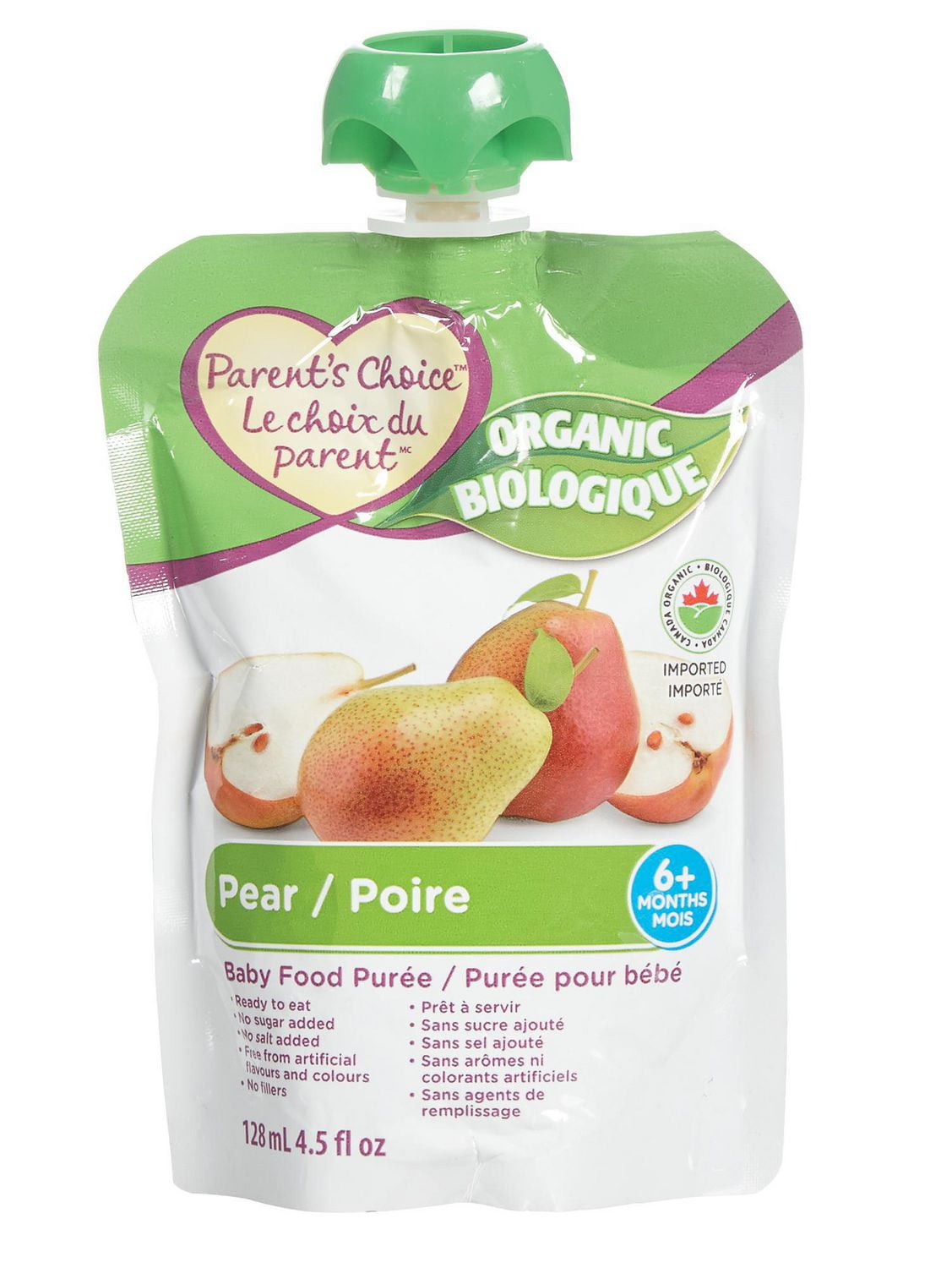 Parent's Choice Organic Pear Baby Food Purée Walmart Canada