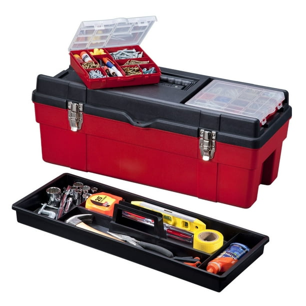 Stack-On 26 Deluxe Red Tool Box with 2 Removable Parts Boxes