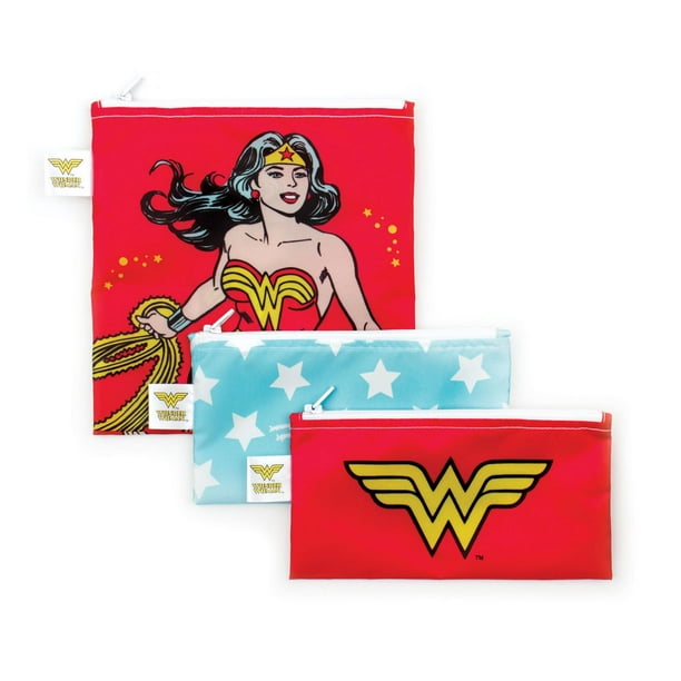 Bumkins DC Comics Sacs à collation Wonder Woman, ensemble de 3
