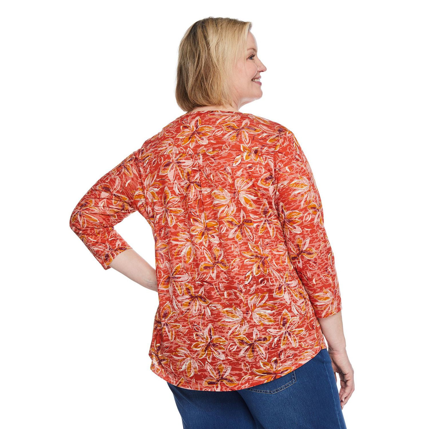 Iyla Women's Plus 3/4 Sleeve Burnout Tee