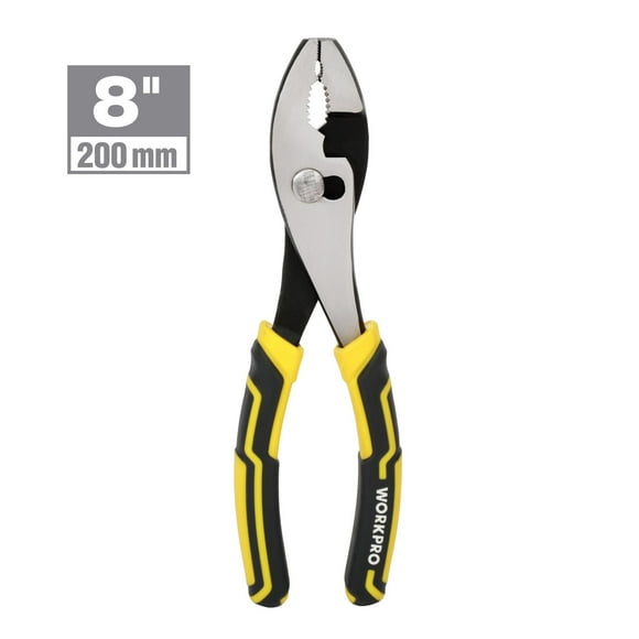 WorkPro 8" Slip Joint Pliers, Non-slip TPR handle