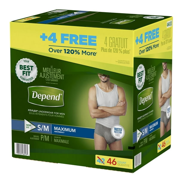 Depend Fit-Flex Underwear for Men Disposable S/M, L, XL - Latex Free, Gray