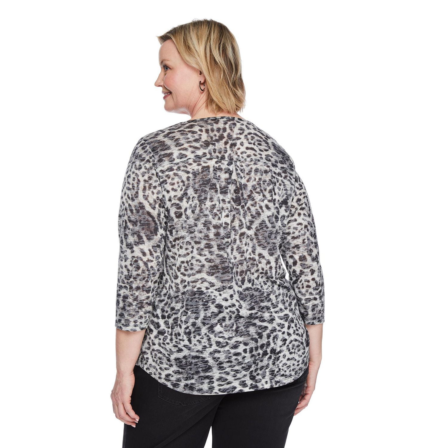 Iyla Women's Plus 3/4 Sleeve Burnout Tee, Sizes 1X-4X