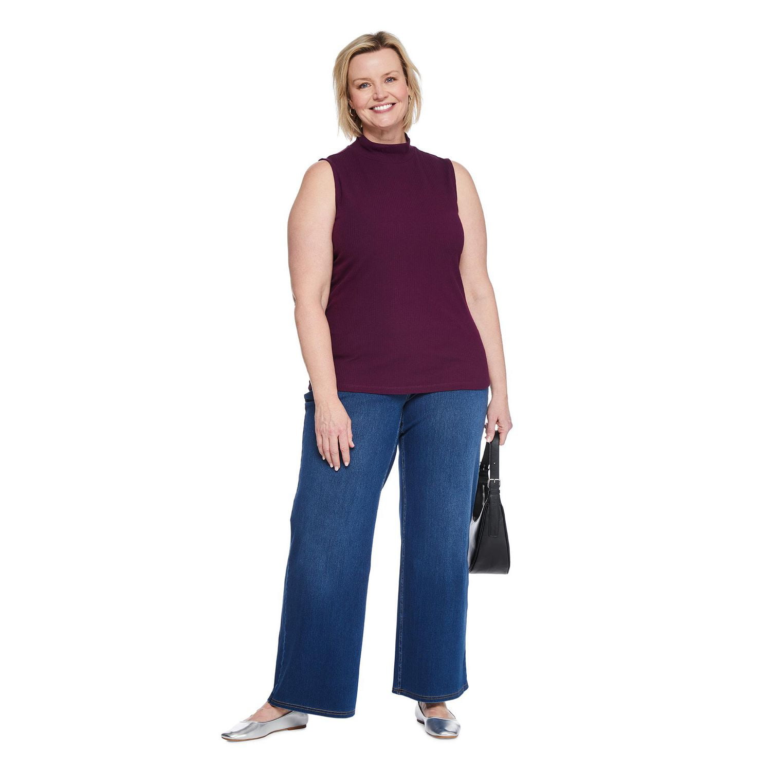 Iyla Women's Plus Mock Neckline Rib Top