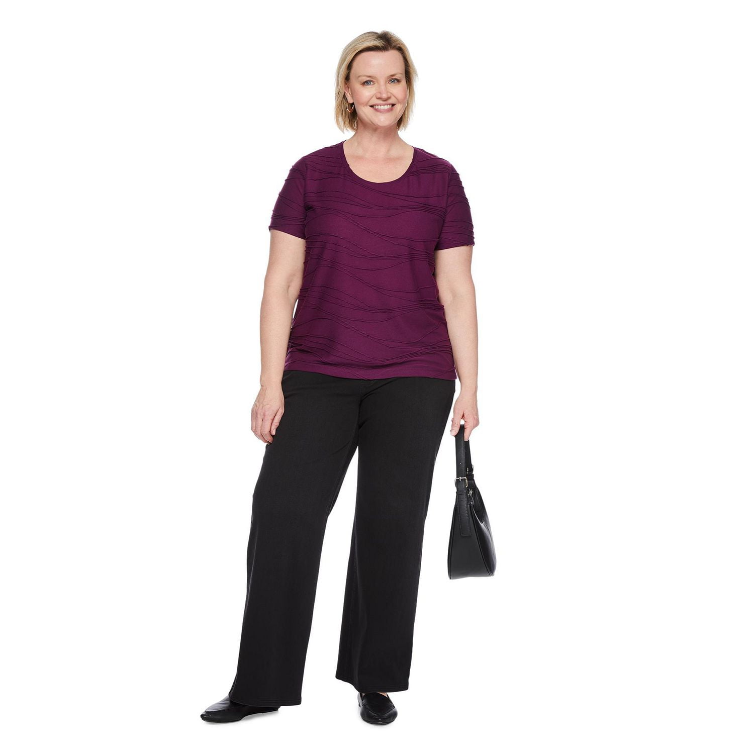 T-shirt avec motif ondulé Iyla Plus pour femmes Tailles 1X-4X