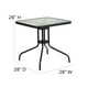 Table carrée 28 po en verre et métal avec bordure en rotin noir et 2 chaises empilables en rotin noir – image 5 sur 9