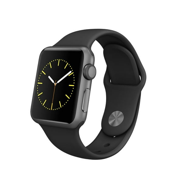 Montre Apple Watch Sport à boîtier de 38 mm en aluminium de couleur gris cosmique avec bracelet sport en noir