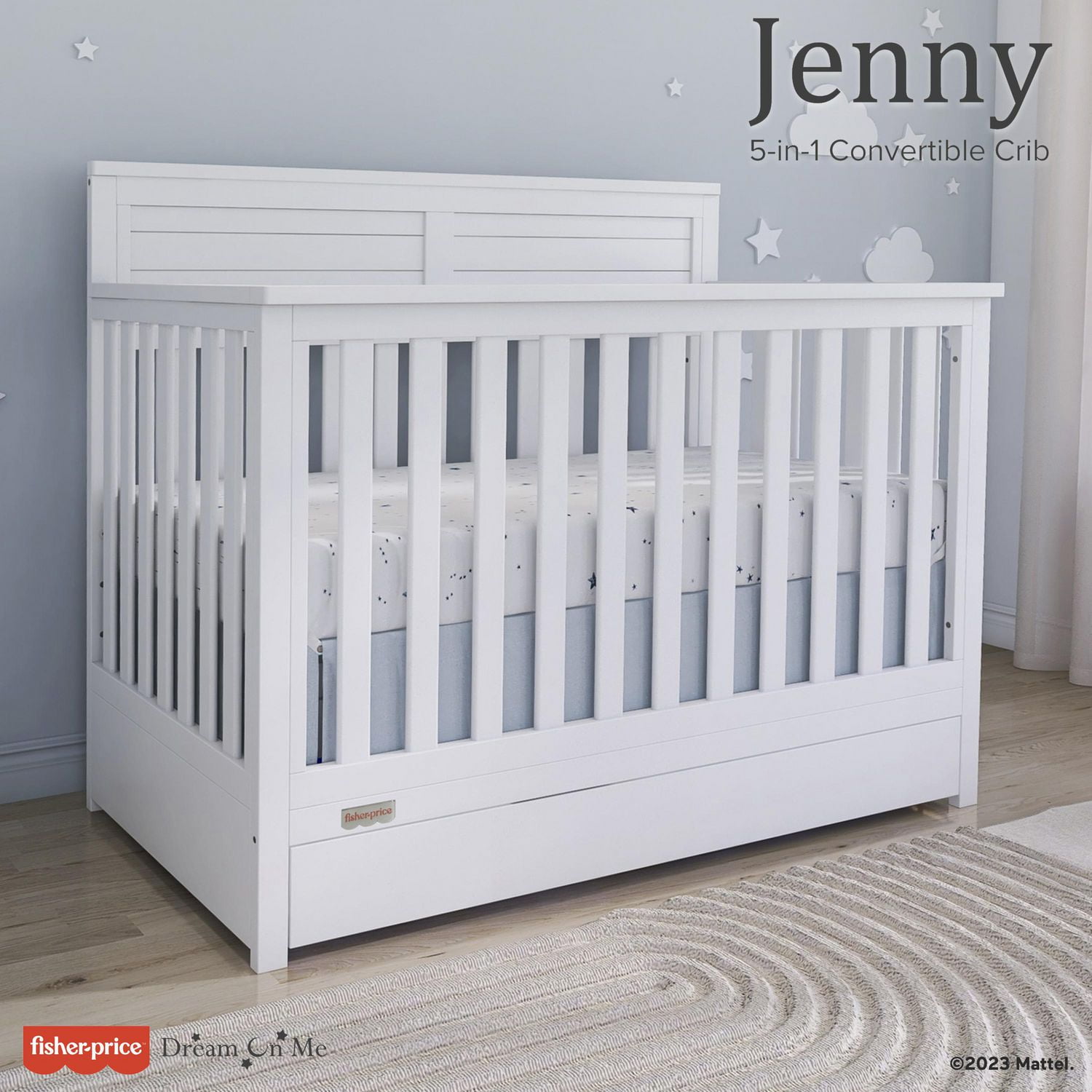 Fisher Price Jenny 5 in 1 Convertible Crib with Under Drawer 3 position height Walmart