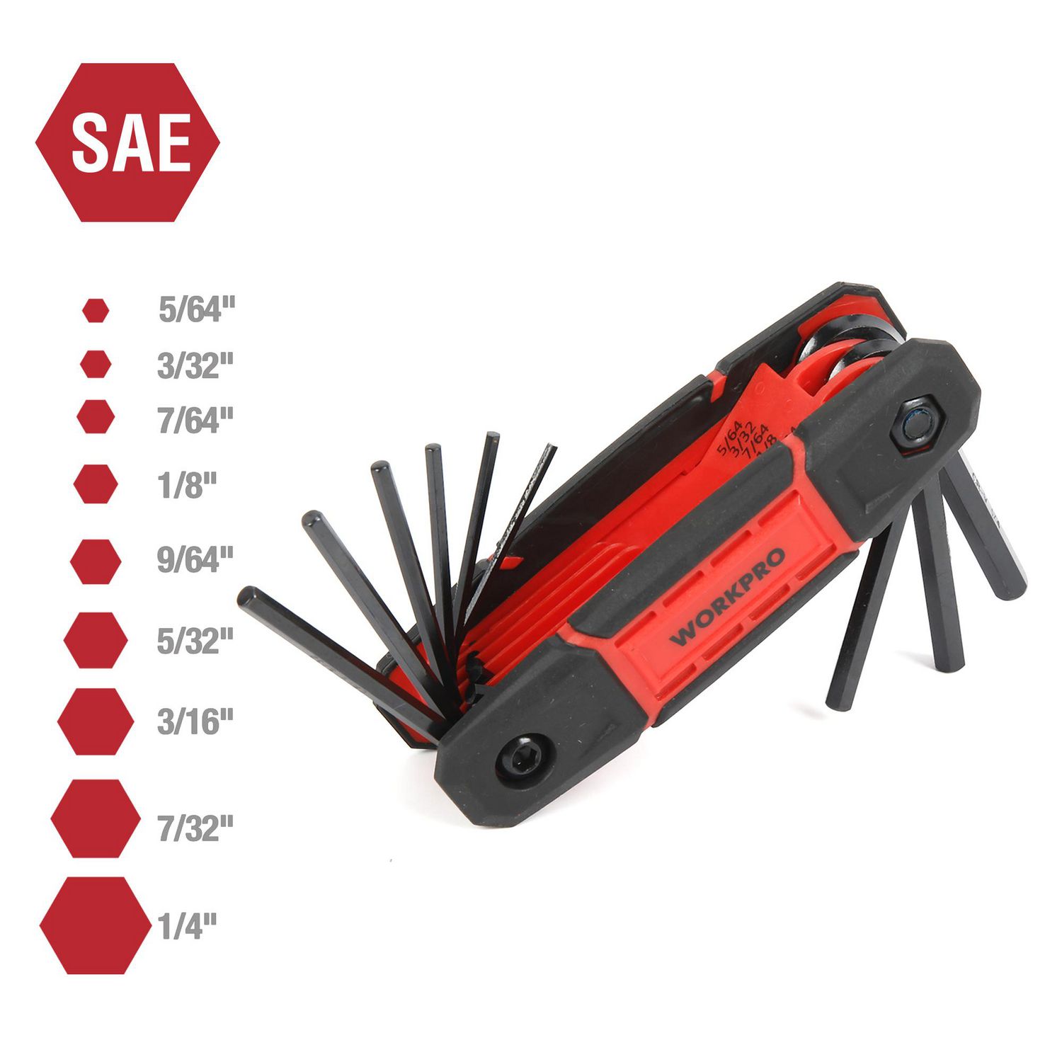 WorkPro SAE Hex Key Set - 9 Piece, SAE, CR-V steel 