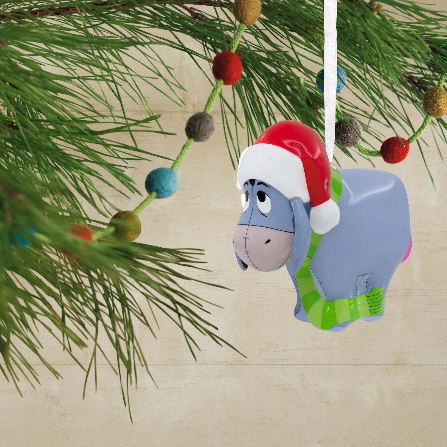 Hallmark Disney Winnie the Pooh Eeyore in Santa Hat Decoupage