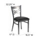 Chaise de restaurant en métal de la série HERCULES avec dossier en croix à enduit lustré - siège en vinyle noir – image 5 sur 9