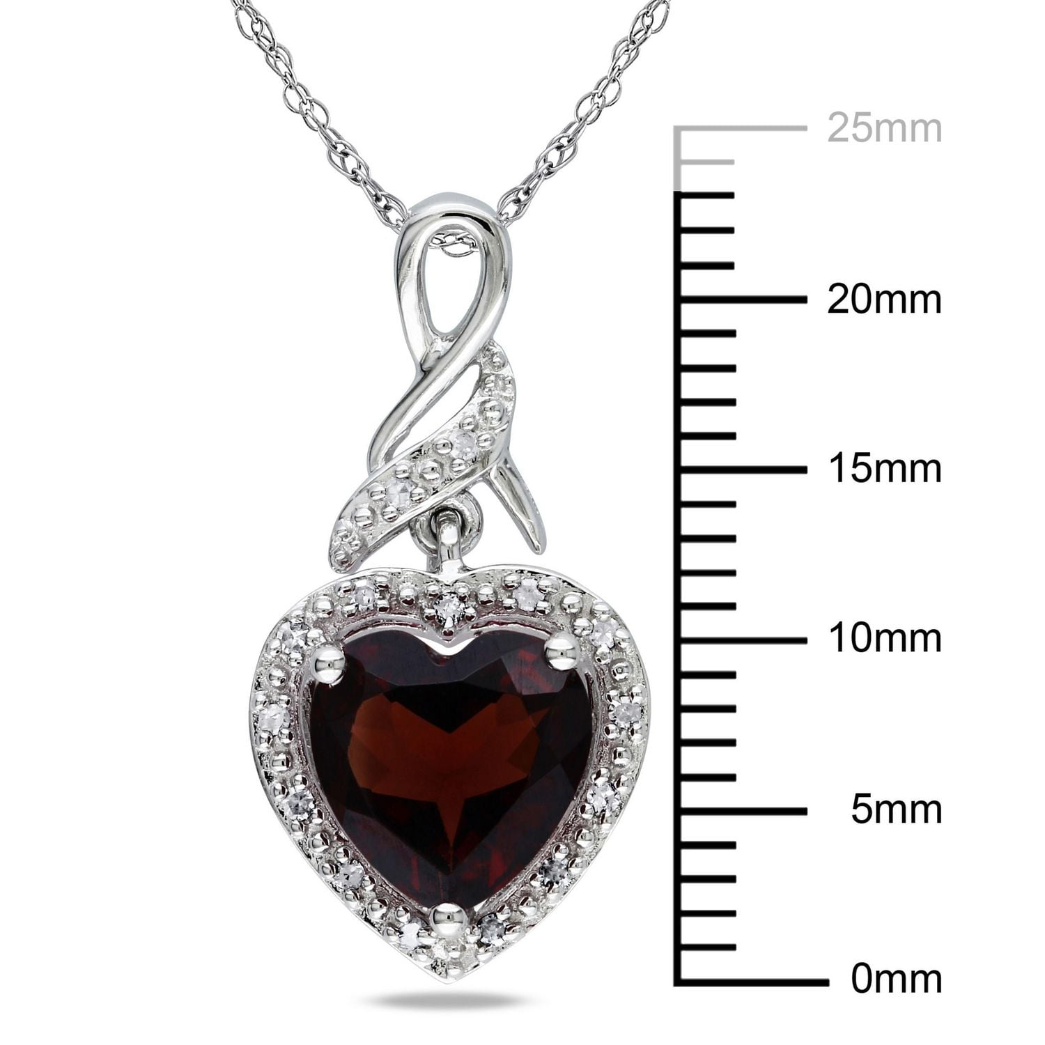 Tangelo 2 Carat T.G.W. Garnet and Diamond-Accent 18"Sterling Silver Infinity Heart Pendant
