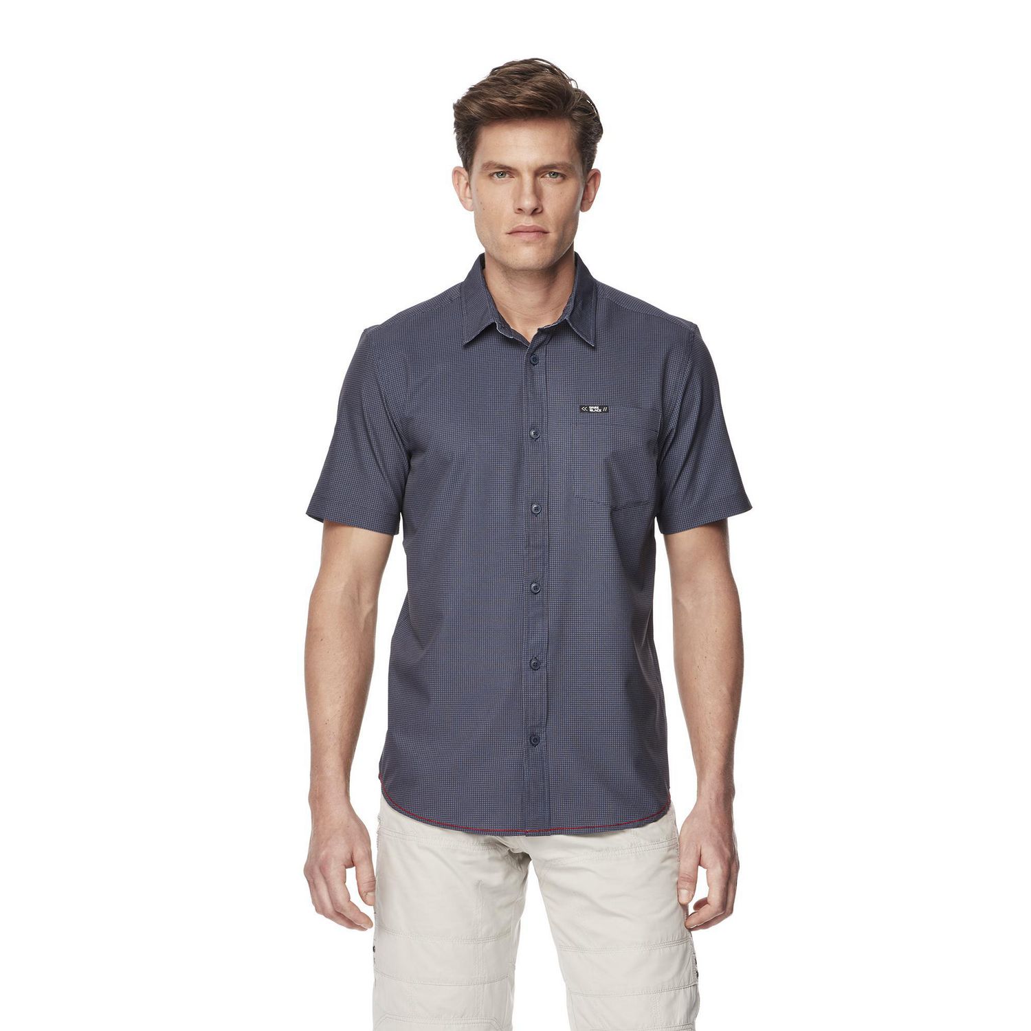 Dark Black Men's Short-Sleeve Patterned Button-Down Shirt | Walmart Canada