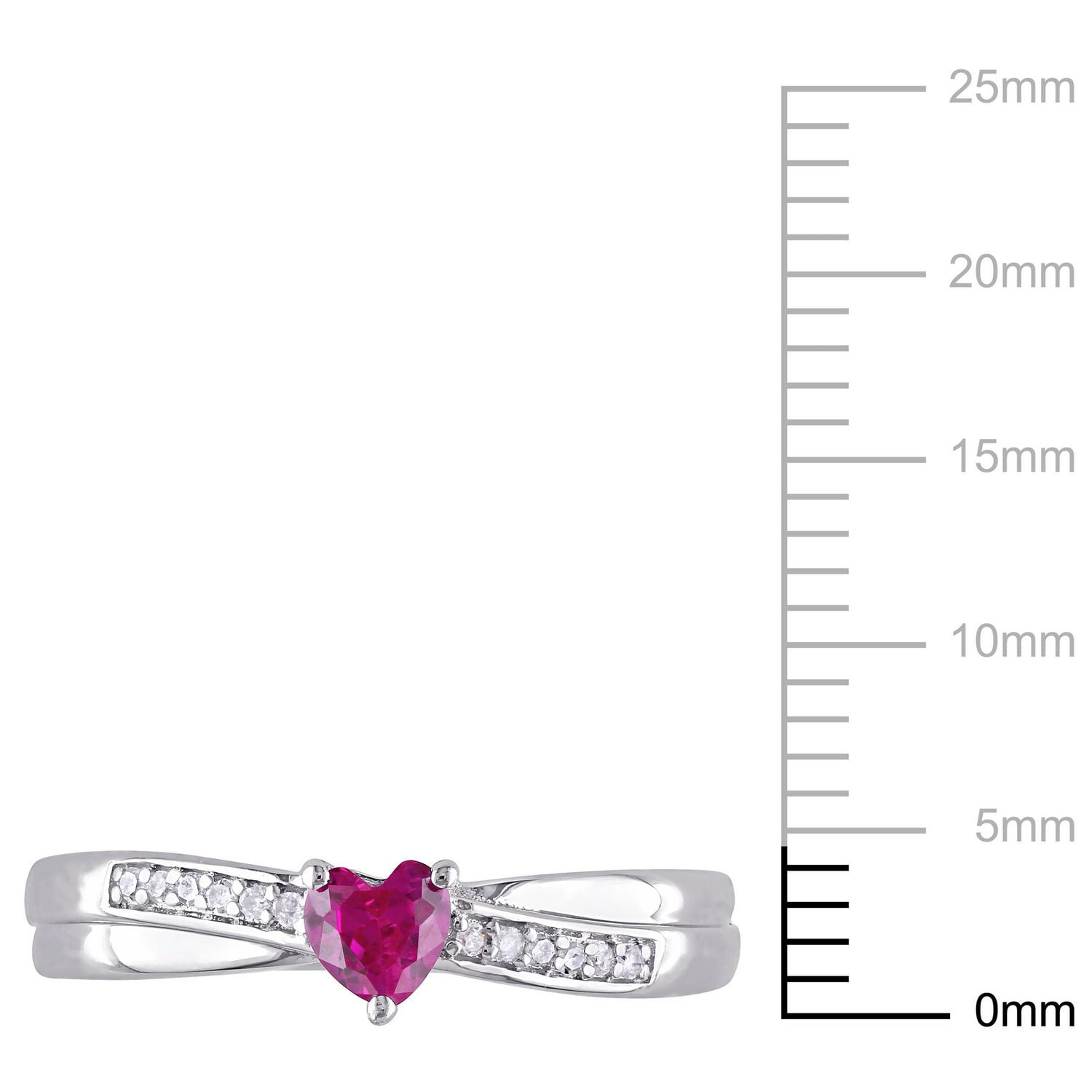Tangelo 0.33 Carat T.G.W. Created Ruby and Diamond-Accent Sterling Silver Heart Ring