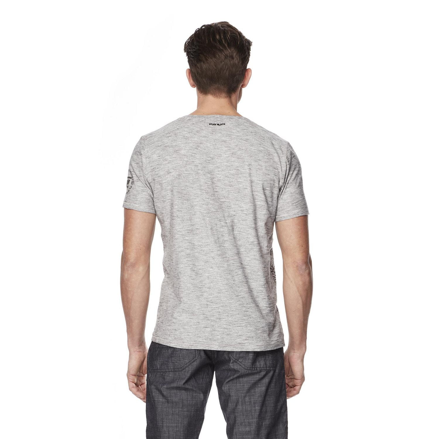 Dark Black Men's Short-Sleeve Graphic Henley T-Shirt