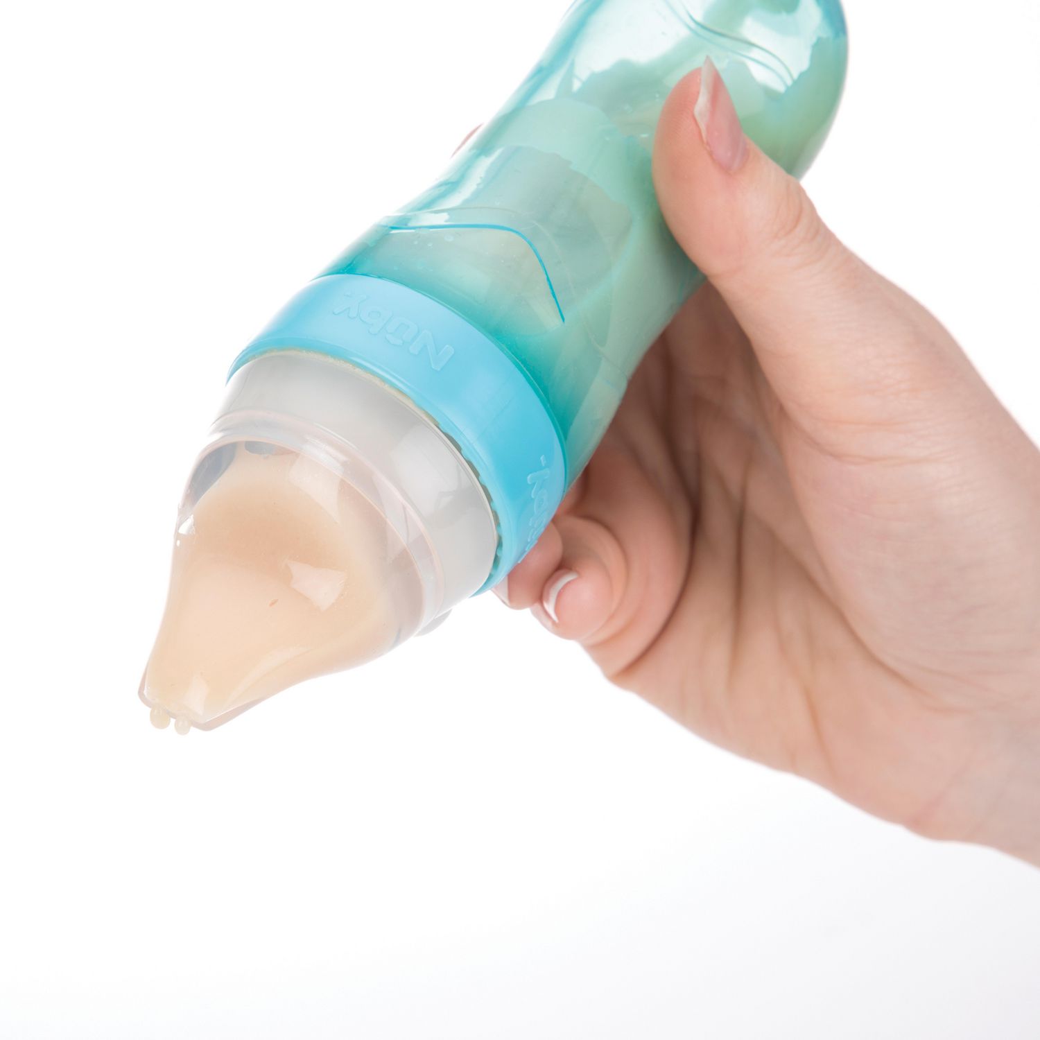 Ogquaton  Bébé Infant Silicone Biberon Nourrissant Squeeze Feeder avec cuillère Sans BPA Rose Durable et pratique