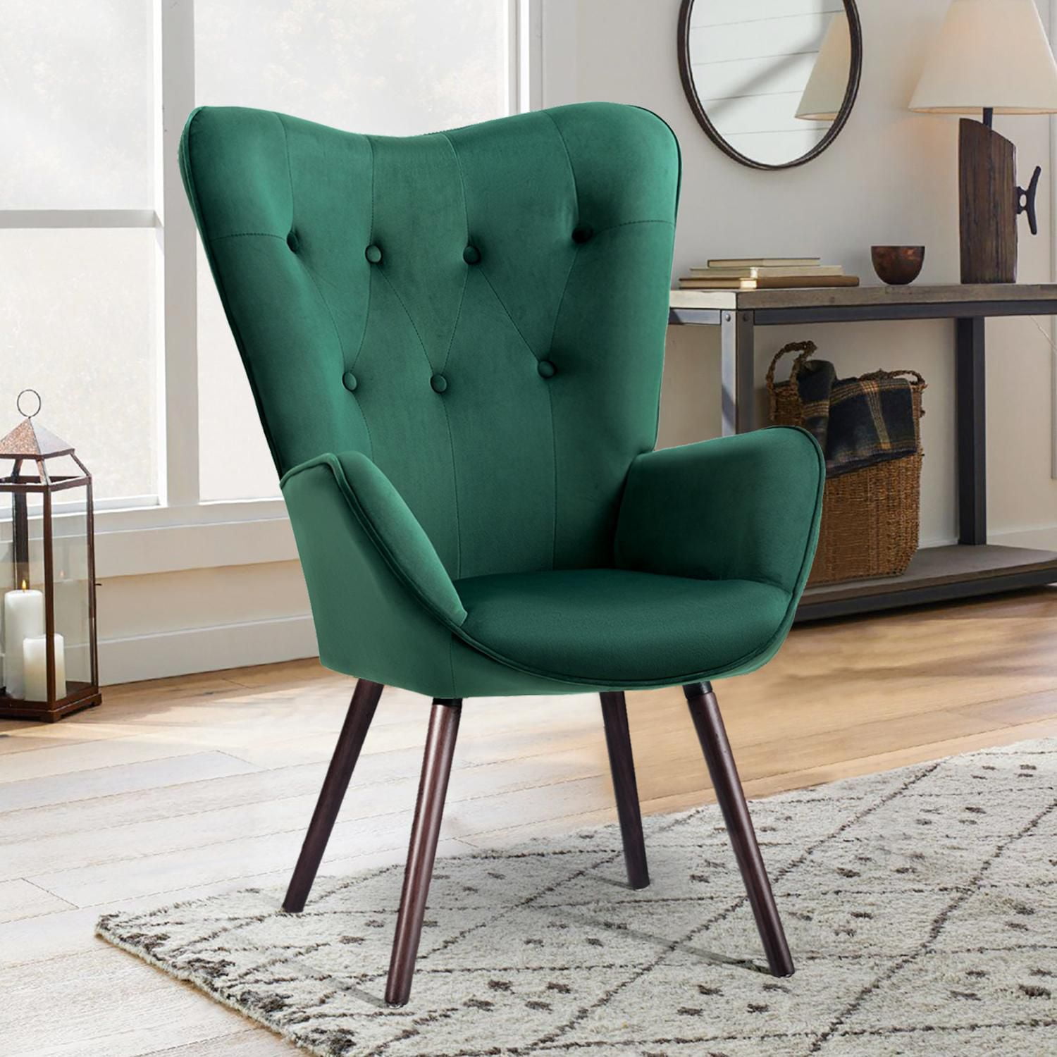 Homycasa Modern Solid Color Velvet Accent Chair with Ottoman