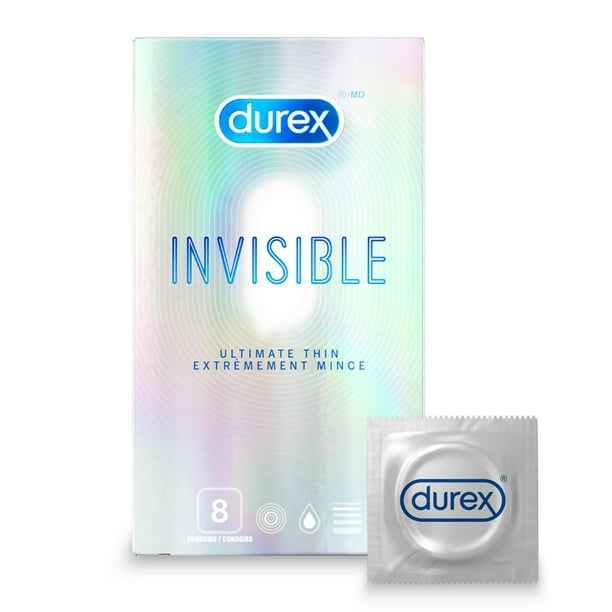 Condoms ultraminces Invisible de Durex emballage de 8