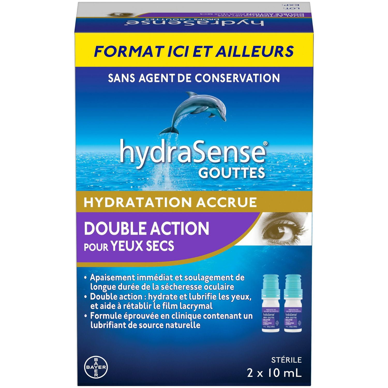hydraSense Dual Action Eye Drops, for Dry Eyes, Preservative Free, Clinically Proven Dual Action Formula, Naturally Sourced Lubricant