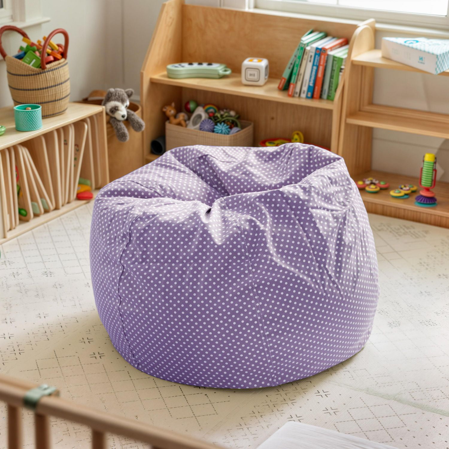 Small Lavender Dot Kids Bean Bag Chair