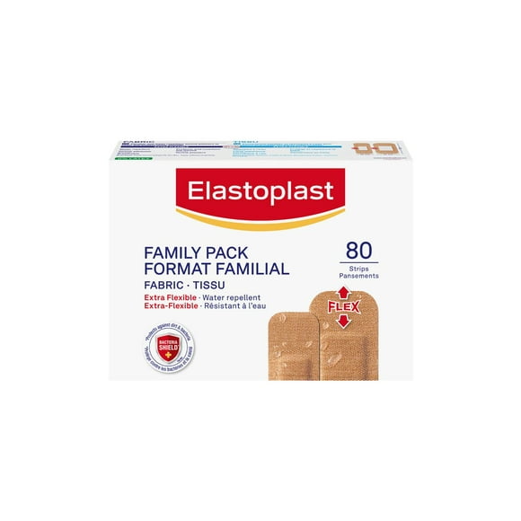 ELASTOPLAST Pansements tissu flexible, format économique 80 pansements