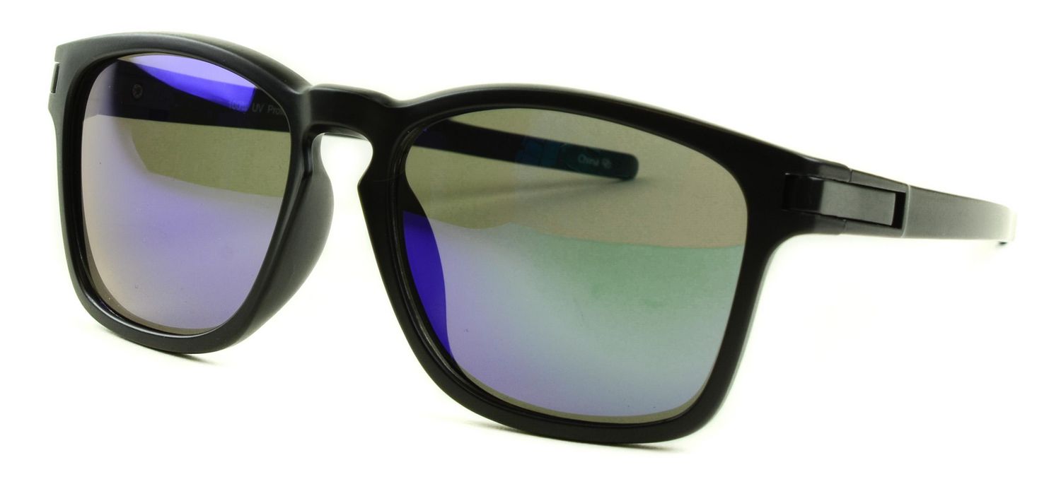 Athletic Works Matte Black and Green Revo Polarized Lens Sunglasses