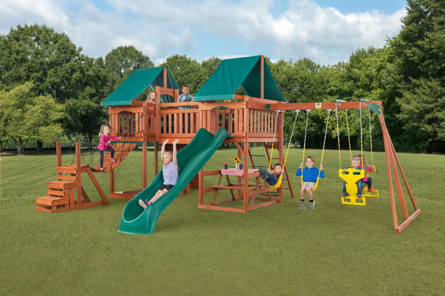 creative cedar designs woodlands swingset