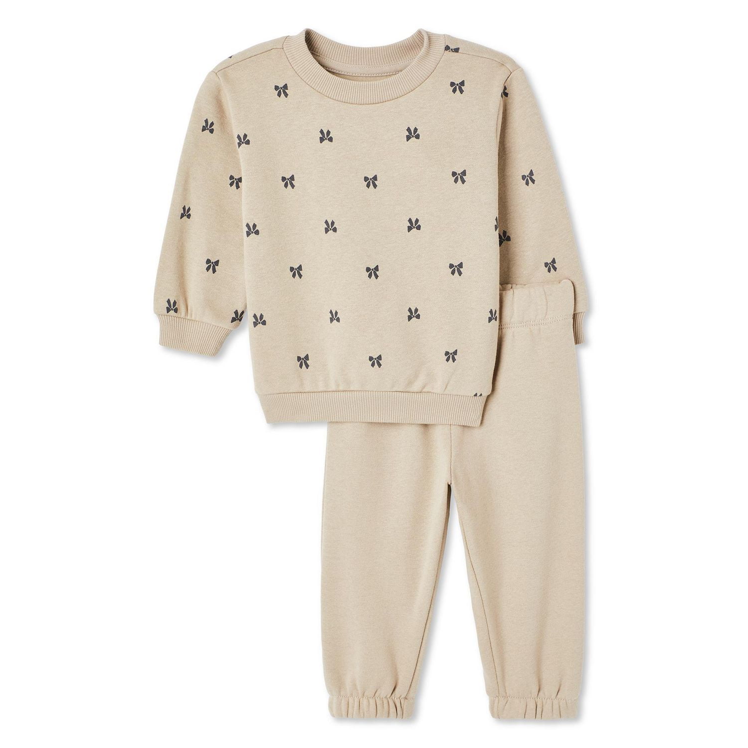 George Baby Girls Fleece Popover 2-piece Set Beige